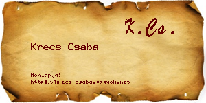 Krecs Csaba névjegykártya